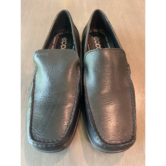 ECCO Mens Black Leather Loafers Handsewn Moc Toe Extra Width EU 46 US 12-12.5 main image 7